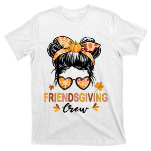 Friendsgiving Crew 2024 Thanksgiving Fall Autumn Messy Bun T-Shirt