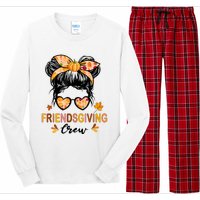 Friendsgiving Crew 2024 Thanksgiving Fall Autumn Messy Bun Long Sleeve Pajama Set