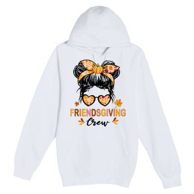 Friendsgiving Crew 2024 Thanksgiving Fall Autumn Messy Bun Premium Pullover Hoodie