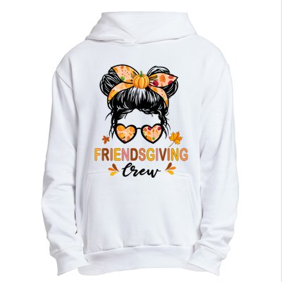 Friendsgiving Crew 2024 Thanksgiving Fall Autumn Messy Bun Urban Pullover Hoodie