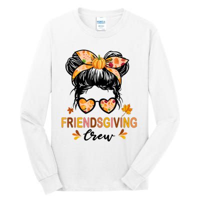 Friendsgiving Crew 2024 Thanksgiving Fall Autumn Messy Bun Tall Long Sleeve T-Shirt