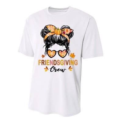 Friendsgiving Crew 2024 Thanksgiving Fall Autumn Messy Bun Performance Sprint T-Shirt