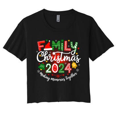 Family Christmas 2024 Matching Squad Santa Elf Funny Xmas Women's Crop Top Tee