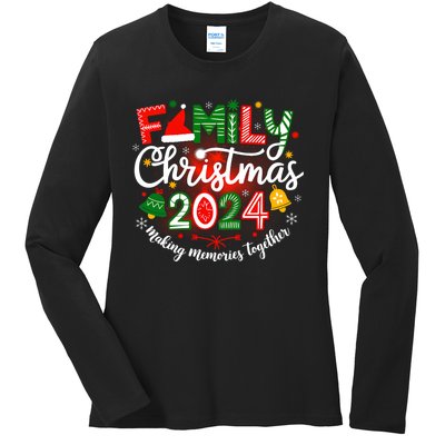 Family Christmas 2024 Matching Squad Santa Elf Funny Xmas Ladies Long Sleeve Shirt