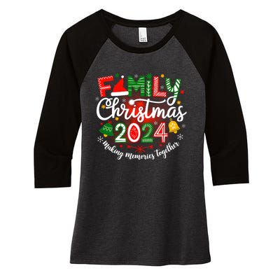 Family Christmas 2024 Matching Squad Santa Elf Funny Xmas Women's Tri-Blend 3/4-Sleeve Raglan Shirt