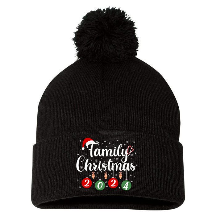 Family Christmas 2024 Matching Group Pom Pom 12in Knit Beanie