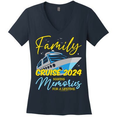 Family Cruise 2024 Sailing Cruising Vacation 2024 Women's V-Neck T-Shirt