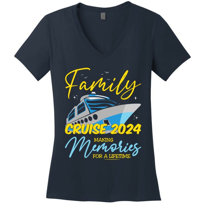 Family Cruise 2024 Sailing Cruising Vacation 2024 Women's V-Neck T-Shirt