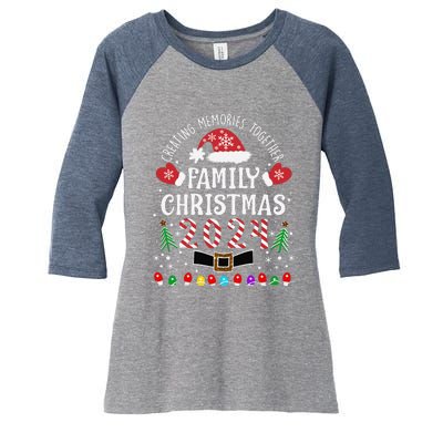 Family Christmas 2024 Creating Memories Together Women's Tri-Blend 3/4-Sleeve Raglan Shirt