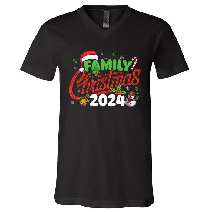 Family Christmas 2024 Xmas Christmas Squad V-Neck T-Shirt