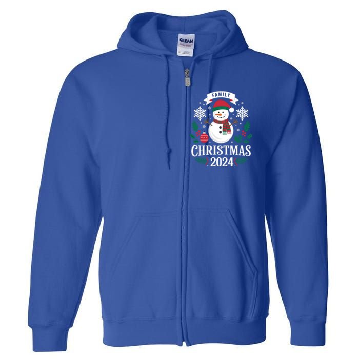 Family Christmas 2024 Snow Holiday Gathering Snowflakes Gift Full Zip Hoodie