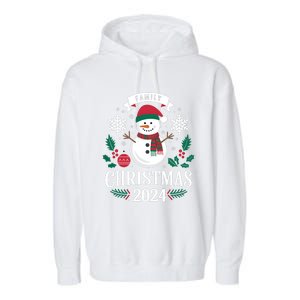 Family Christmas 2024 Snow Holiday Gathering Snowflakes Gift Garment-Dyed Fleece Hoodie