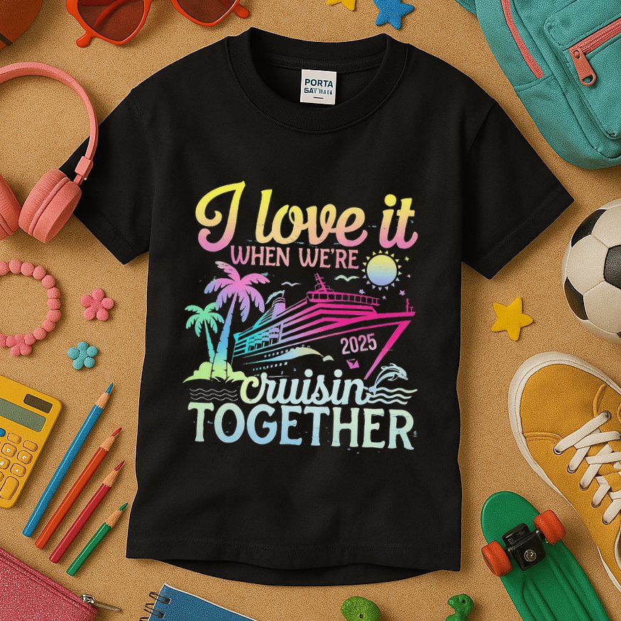 Family Cruise 2025 I Love It When WeRe Cruisin Together Kids T-Shirt