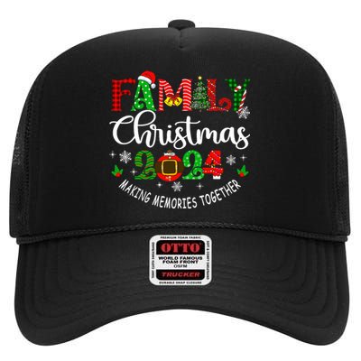 Family Christmas 2024 Matching Outfit Xmas Squad Santa Group High Crown Mesh Back Trucker Hat