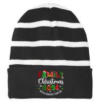 Family Christmas 2024 Matching Outfit Xmas Squad Santa Group Striped Beanie with Solid Band