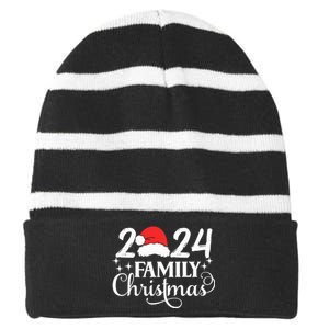 Family Christmas 2024 Matching Outfit Xmas Squad Santa Group Striped Beanie with Solid Band