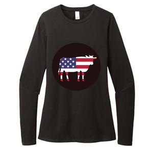 Farm Cattle 4th Of July Gift Cow American Flag Heifer Funny Gift Womens CVC Long Sleeve Shirt