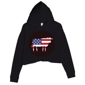 Farm Cattle 4th Of July Gift Cow American Flag Heifer Funny Gift Crop Fleece Hoodie