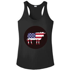 Farm Cattle 4th Of July Gift Cow American Flag Heifer Funny Gift Ladies PosiCharge Competitor Racerback Tank