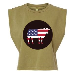 Farm Cattle 4th Of July Gift Cow American Flag Heifer Funny Gift Garment-Dyed Women's Muscle Tee