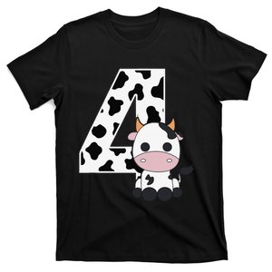 Farm Cow 4th Birthday 4 Year Old Birthday Party T-Shirt