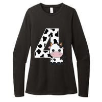 Farm Cow 4th Birthday 4 Year Old Birthday Party Womens CVC Long Sleeve Shirt