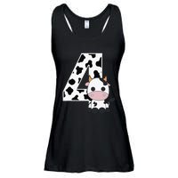 Farm Cow 4th Birthday 4 Year Old Birthday Party Ladies Essential Flowy Tank