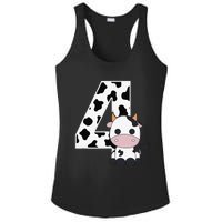 Farm Cow 4th Birthday 4 Year Old Birthday Party Ladies PosiCharge Competitor Racerback Tank