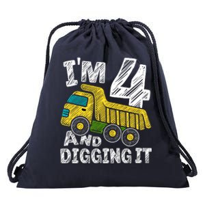 Four Construction 4th Birthday Gifts Fourth Boy 4 Years Old Drawstring Bag