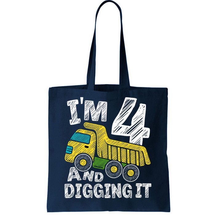 Four Construction 4th Birthday Gifts Fourth Boy 4 Years Old Tote Bag