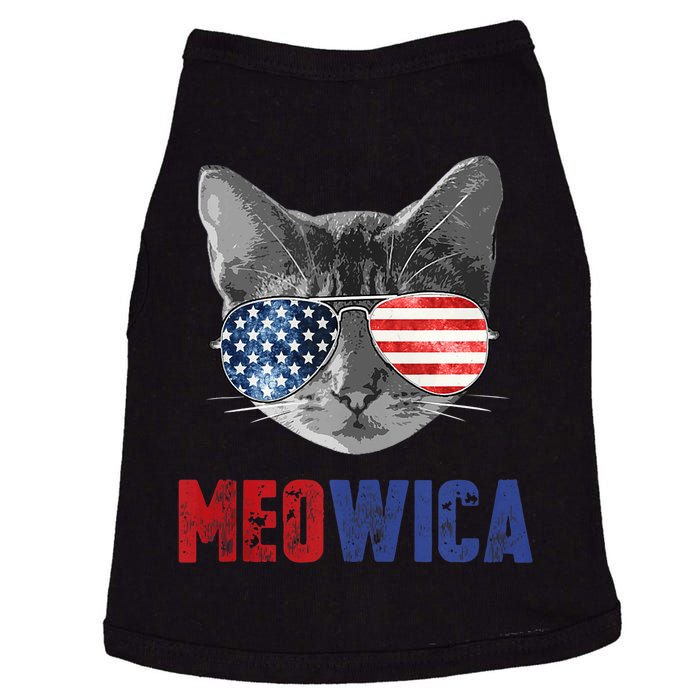 Funny Cat 4th Of July Meowica Merica Usa American Flag Doggie Tank