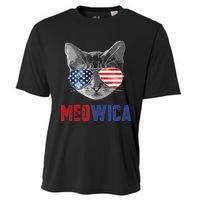 Funny Cat 4th Of July Meowica Merica Usa American Flag Cooling Performance Crew T-Shirt