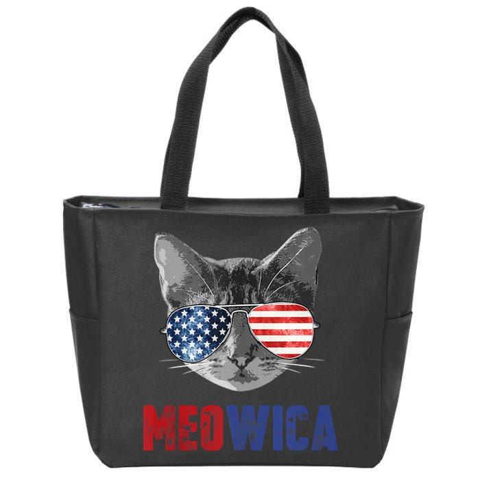 Funny Cat 4th Of July Meowica Merica Usa American Flag Zip Tote Bag