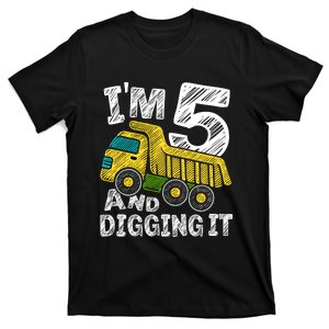 Five Construction 5th Birthday Gifts Fourth Boy 5 Years Old T-Shirt