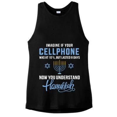 Funny cellphone 8 days understand jewish Hanukkah Chanukah   Ladies PosiCharge Tri-Blend Wicking Tank