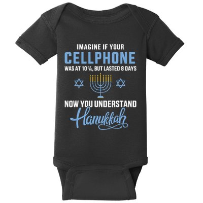 Funny cellphone 8 days understand jewish Hanukkah Chanukah   Baby Bodysuit