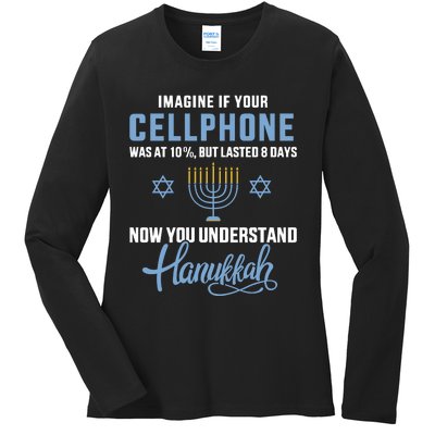 Funny Cellphone 8 Days Understand Jewish Hanukkah Chanukah Ladies Long Sleeve Shirt