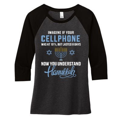 Funny Cellphone 8 Days Understand Jewish Hanukkah Chanukah Women's Tri-Blend 3/4-Sleeve Raglan Shirt