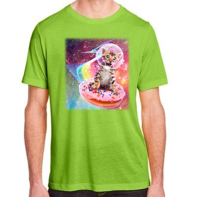 Funny Cute Astronaut Kitty On Rainbow Sprinkle Donut Adult ChromaSoft Performance T-Shirt