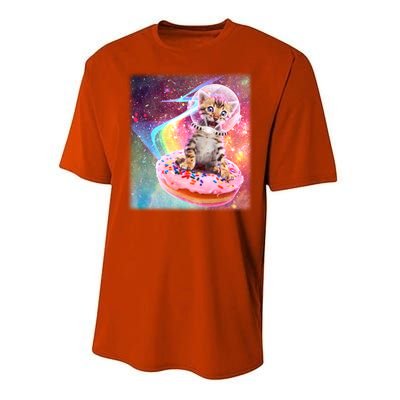 Funny Cute Astronaut Kitty On Rainbow Sprinkle Donut Performance Sprint T-Shirt