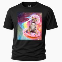 Funny Cute Astronaut Kitty On Rainbow Sprinkle Donut Performance Shirt