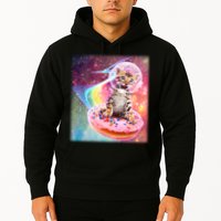 Funny Cute Astronaut Kitty On Rainbow Sprinkle Donut Hoodie
