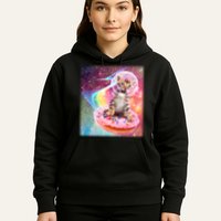 Funny Cute Astronaut Kitty On Rainbow Sprinkle Donut Hoodie