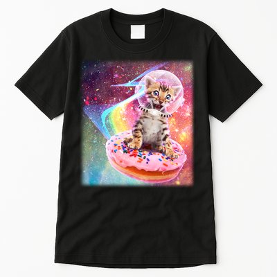 Funny Cute Astronaut Kitty On Rainbow Sprinkle Donut Tall T-Shirt