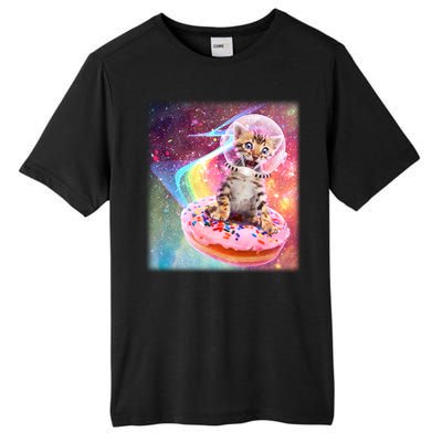 Funny Cute Astronaut Kitty On Rainbow Sprinkle Donut Tall Fusion ChromaSoft Performance T-Shirt