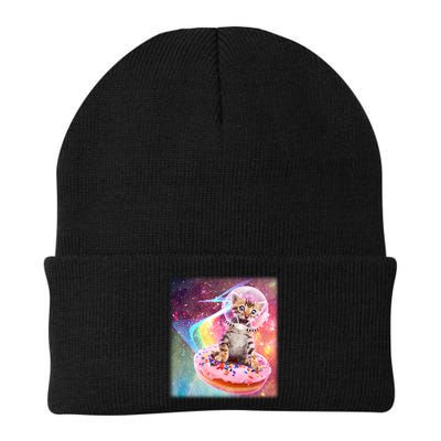 Funny Cute Astronaut Kitty On Rainbow Sprinkle Donut Beanie