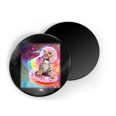Funny Cute Astronaut Kitty On Rainbow Sprinkle Donut Magnet