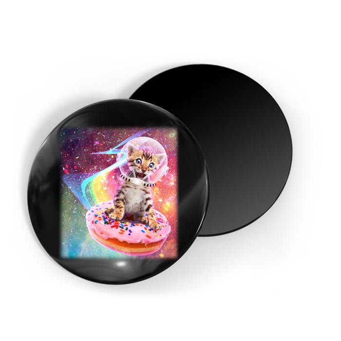 Funny Cute Astronaut Kitty On Rainbow Sprinkle Donut Magnet