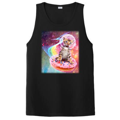 Funny Cute Astronaut Kitty On Rainbow Sprinkle Donut PosiCharge Competitor Tank