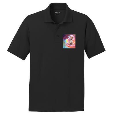 Funny Cute Astronaut Kitty On Rainbow Sprinkle Donut PosiCharge RacerMesh Polo